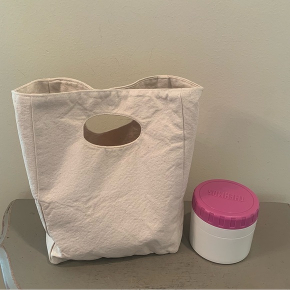 Canvas Lunch Bag And Thermos Container - Picture 2 of 8
